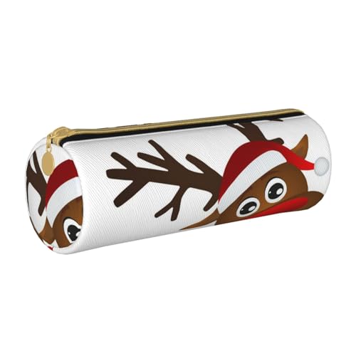 ANABPRMA Federmäppchen aus Leder mit abstrakter Kunst, zylindrisches Federmäppchen für Schule, Büro, mit Reißverschluss, tragbare Tasche, Weihnachten, Einheitsgröße, Münztasche von ANABPRMA