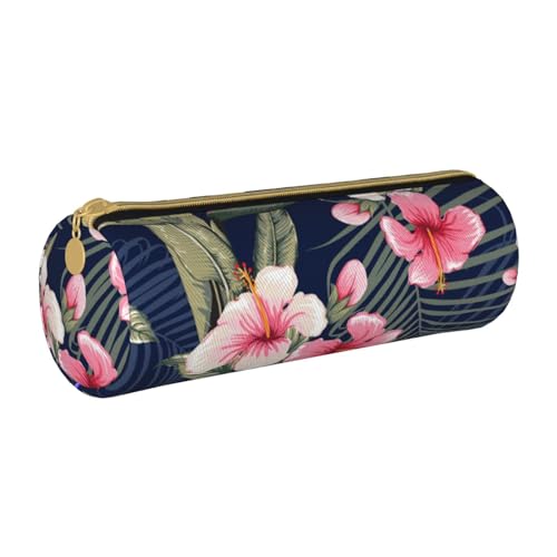 ANABPRMA Federmäppchen aus Leder mit abstrakter Kunst, zylindrisches Federmäppchen für Schule, Büro, mit Reißverschluss, tragbare Tasche, blumenmuster, Einheitsgröße, Münztasche von ANABPRMA