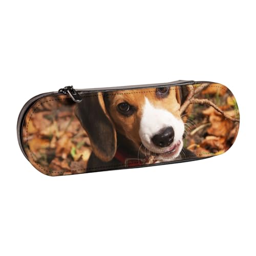 ANABPRMA Federmäppchen mit niedlichem Affen-Motiv, Leder, Mehrzweck-Reißverschluss-Box für Schreibwaren, Make-up oder kleine Accessoires, Niedlicher Hund, Einheitsgröße, Kosmetikkoffer von ANABPRMA