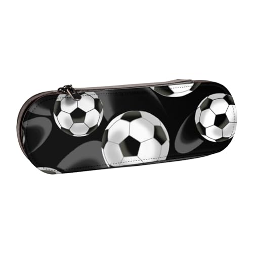 ANABPRMA Handbemaltes Hartschalen-Federmäppchen aus Leder mit Fuchs, Mehrzweck-Reißverschluss-Box für Schreibwaren, Make-up oder kleine Accessoires, Fußball Schwarz, Einheitsgröße, Kosmetikkoffer von ANABPRMA