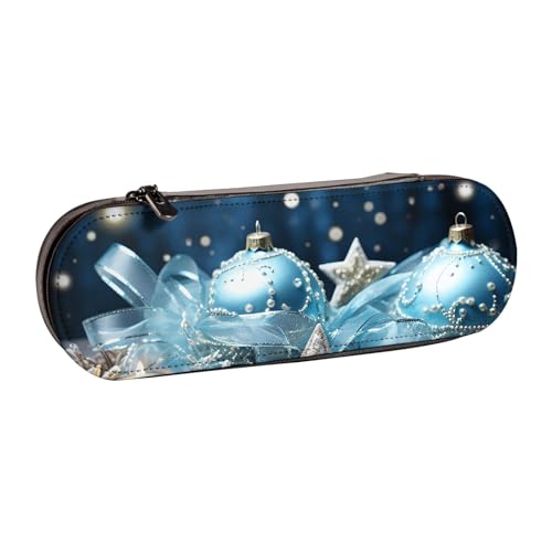 ANABPRMA Hartschalenetui aus Leder, Motiv: Sonnenuntergang auf Wasser, Mehrzweck-Reißverschluss-Box für Schreibwaren, Make-up oder kleine Accessoires, Violett, Blaue Weihnachten, Einheitsgröße von ANABPRMA