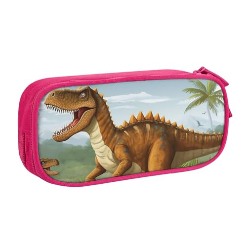 ANABPRMA Jurassic Period Dinosaurier Federmäppchen, Große Kapazität Doppellagige Student Stifttasche mit 2 Reißverschluss Haupttaschen, Multifunktionaler Organizer für Schule, Büro, Reisen, rose, von ANABPRMA