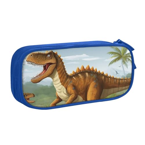 ANABPRMA Jurassic Period Dinosaurier Federmäppchen, Große Kapazität Doppellagige Student Stifttasche mit 2 Reißverschluss Haupttaschen, Multifunktionaler Organizer für Schule, Büro, Reisen, blau, von ANABPRMA