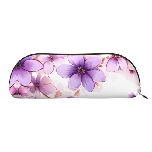 ANABPRMA Leder-Federmäppchen mit goldenem Hintergrund, halbrund, Aufbewahrungstasche – für Make-up, Stifte und wichtige Dinge, Einrahmende lila Blumen in Blüten, Einheitsgröße, Schulranzen ANABPRMA Leder-Federmäppchen mit goldenem Hintergrund, halbrund, Aufbewahrungstasche – für Make-up, Stifte und wichtige Dinge, Einrahmende lila Blumen in Blüten, Einheitsgröße, Schulranzen von ANABPRMA