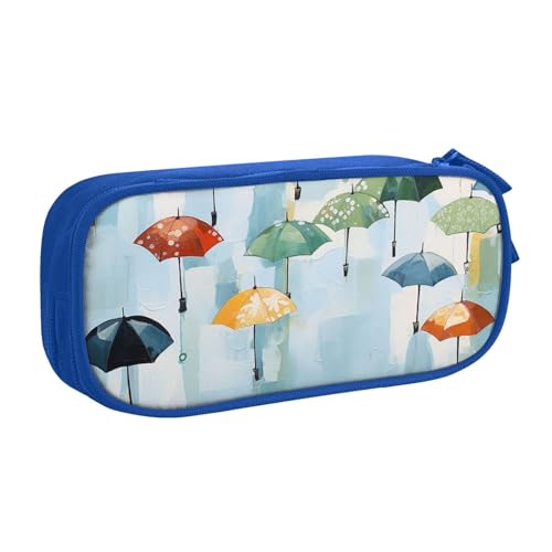 ANABPRMA Ölgemälde von Regenschirmen auf hellblauem Federmäppchen, große Kapazität, doppellagig, Schüler-Stifttasche mit 2 Reißverschluss-Haupttaschen, multifunktionaler Organizer für Schule, Büro, ANABPRMA Ölgemälde von Regenschirmen auf hellblauem Federmäppchen, große Kapazität, doppellagig, Schüler-Stifttasche mit 2 Reißverschluss-Haupttaschen, multifunktionaler Organizer für Schule, Büro, von ANABPRMA