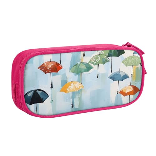 ANABPRMA Ölgemälde von Regenschirmen auf hellblauem Federmäppchen, große Kapazität, doppellagig, Schüler-Stifttasche mit 2 Reißverschluss-Haupttaschen, multifunktionaler Organizer für Schule, Büro, ANABPRMA Ölgemälde von Regenschirmen auf hellblauem Federmäppchen, große Kapazität, doppellagig, Schüler-Stifttasche mit 2 Reißverschluss-Haupttaschen, multifunktionaler Organizer für Schule, Büro, von ANABPRMA