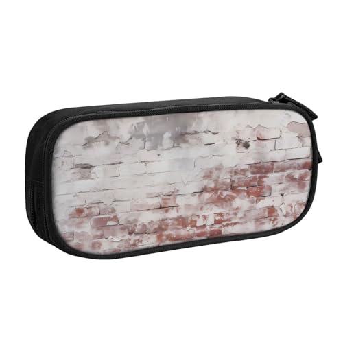 ANABPRMA Old Brick Wall Pencil Case, Large Capacity Double Layer Student Pen Pouch with 2 Zipped Main Pockets, Multifunktionaler Organizer für Schule, Büro, Reisen, Schwarz , Einheitsgröße, von ANABPRMA