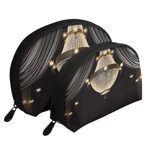 Beach Stones Pattern Portable Shell Cosmetic Bag Set - Travel Makeup Organizer with Zipper & Inner Compartments, Ball Room Kronleuchter, Einheitsgröße von ANABPRMA