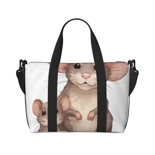 Flamingo mit Blumen, wasserabweisend, Crossbody-Reisetasche, großes Handgepäck mit verstellbarem Gurt, Wochenender mit mehreren Fächern, für Fitnessstudio, Reisen, Outdoor, Mutter und Kind Ratten von ANABPRMA
