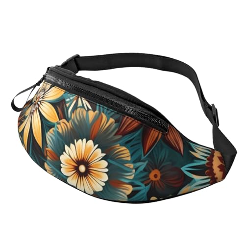 Gürteltasche mit modernen Bohemian-Blumen für Männer und Frauen, modische Festival-Gürteltasche, Reisen, Sport, Wandern, Blumenmuster, Einheitsgröße Gürteltasche mit modernen Bohemian-Blumen für Männer und Frauen, modische Festival-Gürteltasche, Reisen, Sport, Wandern, Blumenmuster, Einheitsgröße von ANABPRMA