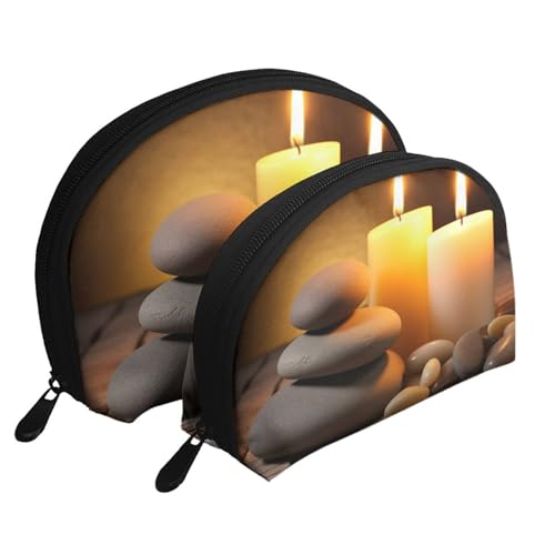 Hairy Raccoon Tragbare Muschel-Kosmetiktaschen-Set - Reise-Make-up-Organizer mit Reißverschluss & Innenfächern, Kerzen und Stein, Einheitsgröße von ANABPRMA