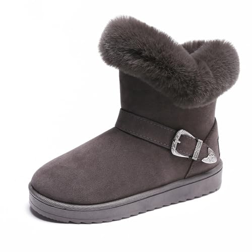 ANAIUCY Bequeme, pelzige Winterstiefel für Damen, isolierte, mit Fell gefütterte Halbstiefel für Damen, Omni-Heat-Winterstiefel für Damen (Color : Grey, Size : 37 EU) von ANAIUCY