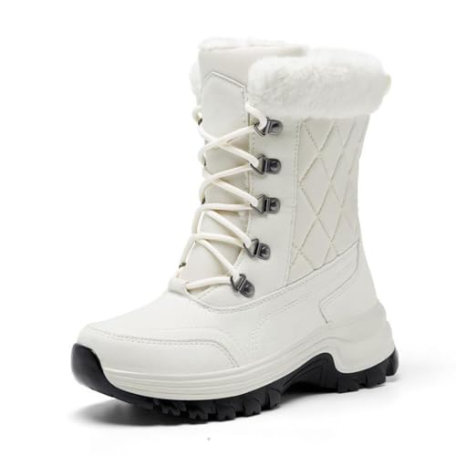 ANAIUCY Klassische Winterstiefel für Damen, rutschfeste Stiefel für Damen, leichte Damen-Winterstiefel, mittelhohe Stiefeletten (Color : White, Size : 36 EU) von ANAIUCY