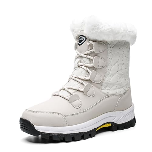 ANAIUCY Warme, bequeme Winterstiefel für Damen, wasserdichte Stiefel für Damen, isolierte Damen-Winterstiefel mit Kunstfell, Wanderstiefel (Color : White, Size : 41 EU) von ANAIUCY