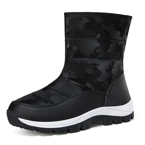 ANAIUCY Wasserdichte Winterstiefel für kaltes Wetter für Damen, rutschfeste Stiefel für Damen, isolierte Damen-Winterstiefel, Kampfreit-Militärstiefel (Color : Black, Size : 36 EU) von ANAIUCY