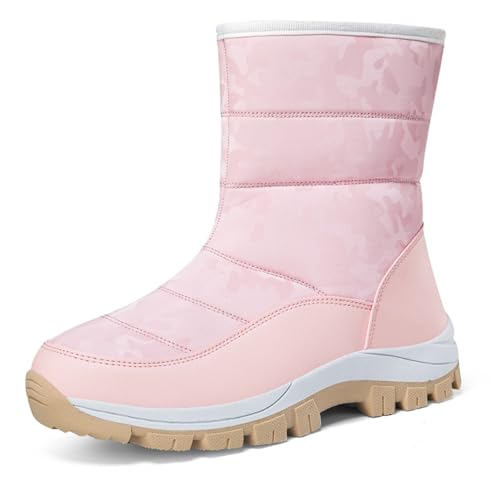 ANAIUCY Wasserdichte Winterstiefel für kaltes Wetter für Damen, rutschfeste Stiefel für Damen, isolierte Damen-Winterstiefel, Kampfreit-Militärstiefel (Color : Pink, Size : 38 EU) von ANAIUCY