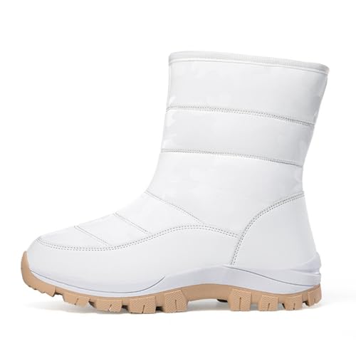 ANAIUCY Wasserdichte Winterstiefel für kaltes Wetter für Damen, rutschfeste Stiefel für Damen, isolierte Damen-Winterstiefel, Kampfreit-Militärstiefel (Color : White, Size : 37 EU) von ANAIUCY