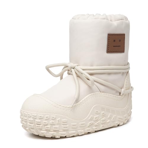 Modische Winterstiefel für Damen, warme, pelzgefütterte, wasserdichte Stiefel für Damen, rutschfeste Damen-Winterstiefel zum Schnüren, isolierte Mittelkalbstiefel ( Color : White , Size : 40 EU ) von ANAIUCY