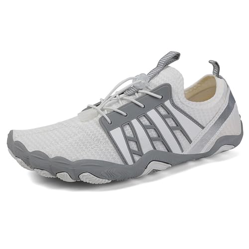 Stilvolle schnell trockene Herrenwasserschuhe, rutschfeste Männersandalen, Schwimmstrandschuhe im Freien, Surf Yoga für Frauen Männer (Color : Grey, Size : 46 EU) von ANAIUCY