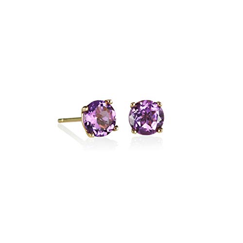 Anakao Ohrringe für Damen mit natürlichen Edelsteinen. Amethyst Ohrstecker aus 9 Karat Gold, besetzt mit 6 mm Edelsteinen. Massiver Gold-Ohrschmuck für Frauen von ANAKAO