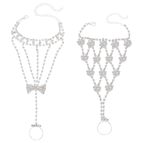 ANATTASOUL 2 Stück Finger Ringe Armband Für Frauen Funkelnd Kristall Fingerarmband Mit Ring Leicht Für Cocktails Fingerarmbänder Splitter Einstellbar Berühmtheit Kette Quaste Armband Finger Ring ANATTASOUL 2 Stück Finger Ringe Armband Für Frauen Funkelnd Kristall Fingerarmband Mit Ring Leicht Für Cocktails Fingerarmbänder Splitter Einstellbar Berühmtheit Kette Quaste Armband Finger Ring von ANATTASOUL