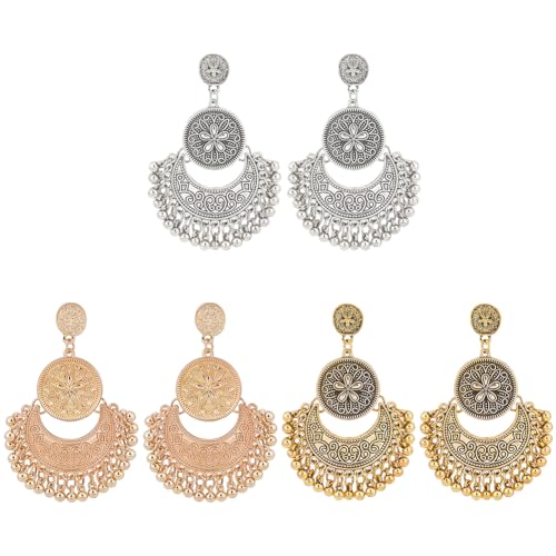 ANATTASOUL 3 Paar Boho-Kronleuchter-Ohrringe Vintage-Antik-Silber Baumelnde Ohrringe Perlen-Quasten-Ohrring Gold Bohemian-Ethno-Ohrringe Hohle Blütenblatt-Statement-Ohrringe Geschenk Für Frauen ANATTASOUL 3 Paar Boho-Kronleuchter-Ohrringe Vintage-Antik-Silber Baumelnde Ohrringe Perlen-Quasten-Ohrring Gold Bohemian-Ethno-Ohrringe Hohle Blütenblatt-Statement-Ohrringe Geschenk Für Frauen von ANATTASOUL