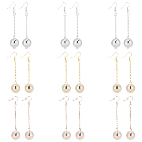 ANATTASOUL 9 Paar Disco-Ohrringe Für Damen 70er-Jahre-Disco-Kugel-Schmuck-Silber-Ohrhänger Kugel-Gold-Clip-On-Disco-Kugel-Tropfen-Schmuck-Ohrring-Sets Mirrorball Sterling Sliver Halloween Rave von ANATTASOUL