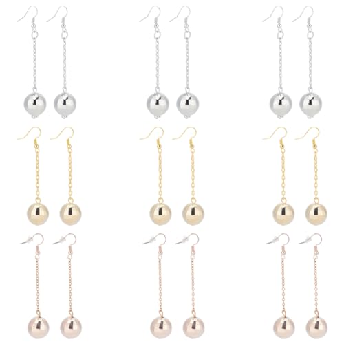 ANATTASOUL 9 Paar Disco-Ohrringe Für Damen 70er-Jahre-Disco-Kugel-Schmuck-Silber-Ohrhänger Kugel-Gold-Clip-On-Disco-Kugel-Tropfen-Schmuck-Ohrring-Sets Mirrorball Sterling Sliver Halloween Rave von ANATTASOUL