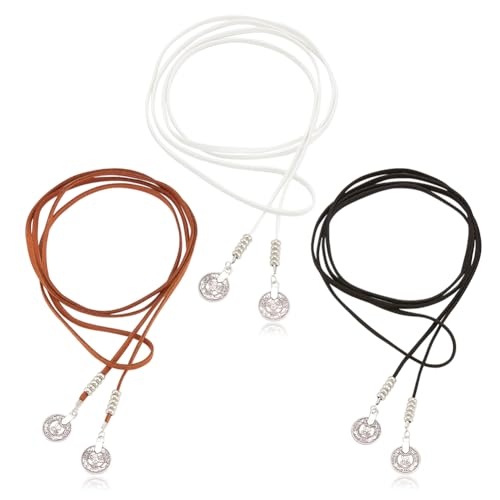 ANATTASOUL 3 Stück Lariat-Halskette Münzketten Für Damen Trendiger Boho-Halsband Aus Braunem Wickelsamt Lange Halskette Mit Quasten Western-Halsketten Für Frauen, Beste Freunde Boho Schmuck Die Ferien von ANATTASOUL