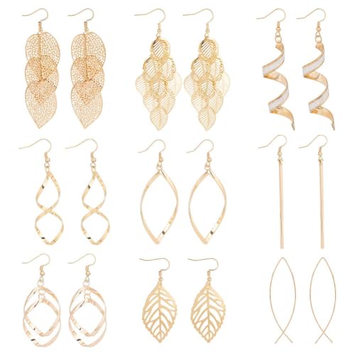ANATTASOUL 9 Paar Goldene Baumelnde Ohrringe Für Frauen Goldene Blatt-Baumelnde Ohrringe Ethnische Boho-Modeohrringe Schmuck Flippiges Günstiges Vintage-Statement-Böhmisches Ohrringe-Set Für Frauen ANATTASOUL 9 Paar Goldene Baumelnde Ohrringe Für Frauen Goldene Blatt-Baumelnde Ohrringe Ethnische Boho-Modeohrringe Schmuck Flippiges Günstiges Vintage-Statement-Böhmisches Ohrringe-Set Für Frauen von ANATTASOUL