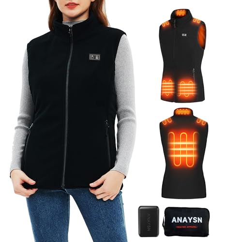 ANAYSN Beheizbare Weste Damen, Beheizte Weste mit Akku 7.4V 16000mAh, Schwarz M von ANAYSN