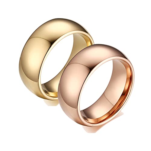 ANAZOZ 2 Stück Eheringe Paarpreis Wolfram 8mm Bombiert Poliert Breit Bicolor Ringe Partnerringe Partnerringe Gold Rosegold Eheringe Unendlichkeitszeichen Frau:60 (19.1) & Mann:65 (20.7) von ANAZOZ