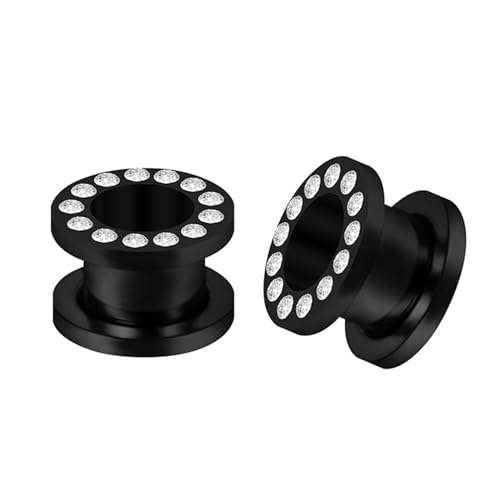 ANAZOZ 4mm Tunnel, Edelstahl Flesh Plug 2 Stück Ohrringe Piercing Herren, Ohr Expander Ohrringe Schwarz von ANAZOZ