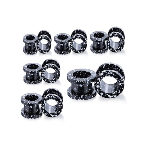 ANAZOZ 6mm-16mm Tunnel, Flesh Plug Edelstahl 12 Stück Ohrstecker Piercing Herren, Ohr Expander Ohrringe Schwarz von ANAZOZ