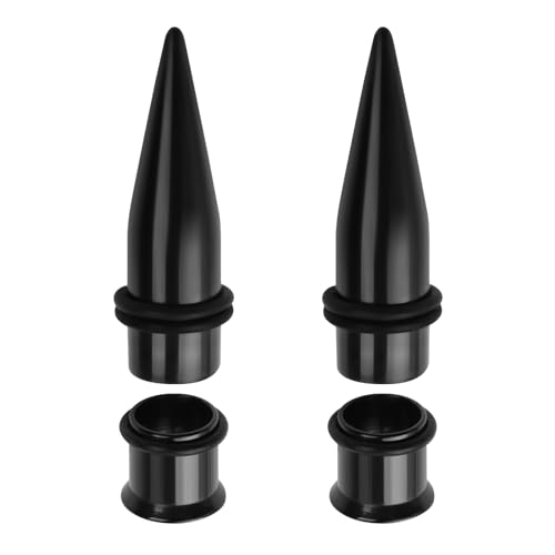 ANAZOZ 7mm Tunnel, Edelstahl Ohr Flesh Plug 4 Stück Dehnstäbe Tunnel Herren, Ohr Expander Ohrringe Schwarz von ANAZOZ