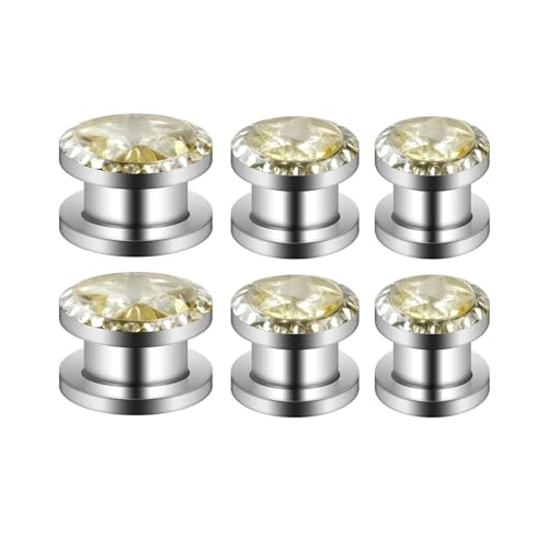 ANAZOZ 8mm,10mm,12mm Tunnel, Ohr Flesh Plug Edelstahl 6er Set Piercing Ohrstecker Damen, Ohr-Stretching Ohrringe Silber von ANAZOZ