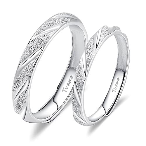 ANAZOZ 925 Ring Paare， 2 Stück Ringe Sandoberfläche Graviert Tiamo verlobungsring nickelfrei von ANAZOZ