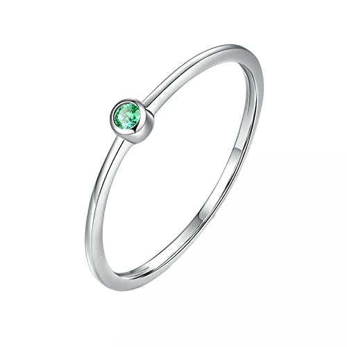 ANAZOZ 925 Silber Ring Verlobung, Eheringe Partnerringe Trauringe Verlobungsringe Grüne Runde Zirkonia Dünnen Ring, Silber Ringgröße 54 (17.2), Geschenk für Sie von ANAZOZ