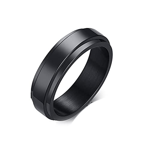 ANAZOZ Antistressringe Drehbar, Ringe Frauen Edelstahl Fidget Ring Größe 67 (21.3) Schwarzer Rotierender Ring Breite 6mm von ANAZOZ