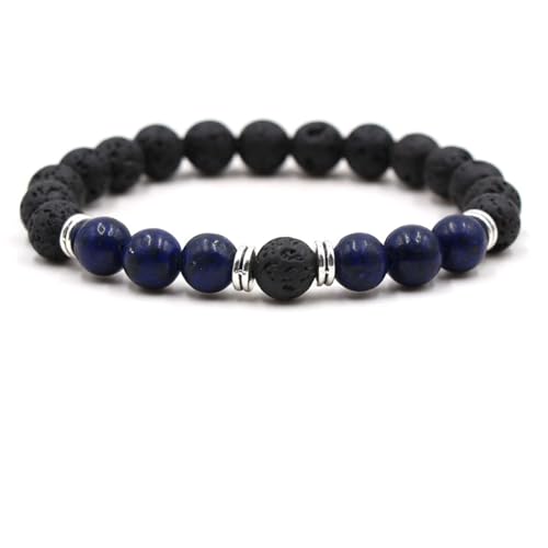 ANAZOZ Armband Verstellbar Herren, Armbänder Herren Perlen Armband 19cm bis 30cm Länge 8 mm Lavastein und Stein von ANAZOZ