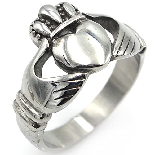 ANAZOZ Bandring Edelstahl Herren, Personalisierte Ringe Männer Krone Und Herz Claddagh Ring Größe 65 (20.7) von ANAZOZ