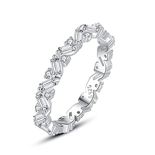 ANAZOZ Bandring Silber 925 Damen, Hochzeit Ringe Damen Schmal Größe 49 (15.6) Kleiner Ring mit Zirkonia von ANAZOZ