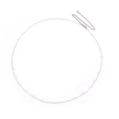 ANAZOZ Bauch Kette Damen, Taillenkette Gürtel Silber Körperketten für Frauen Boho Minimalistisch Perlenkette Weiß von ANAZOZ