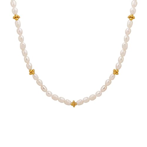 ANAZOZ Choker Halskette mit Perlen, Mehrreihige Kette Damen Kurz Verstellbar 38+7cm Perlenkette mit Perlen von ANAZOZ