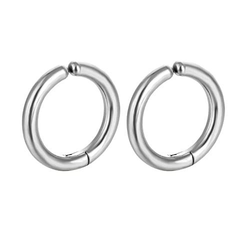 ANAZOZ Clip Ohrringe Herren Ohne Ohrloch, Ohrringe Creolen Männer Edelstahl Silberne Runde Form 14mm von ANAZOZ