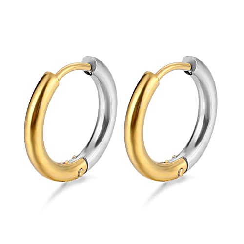 ANAZOZ Creolen Ohrringe Damen, Ohrringe Edelstahl Damen Ohr Piercings Zweifarbige Runde Form von ANAZOZ
