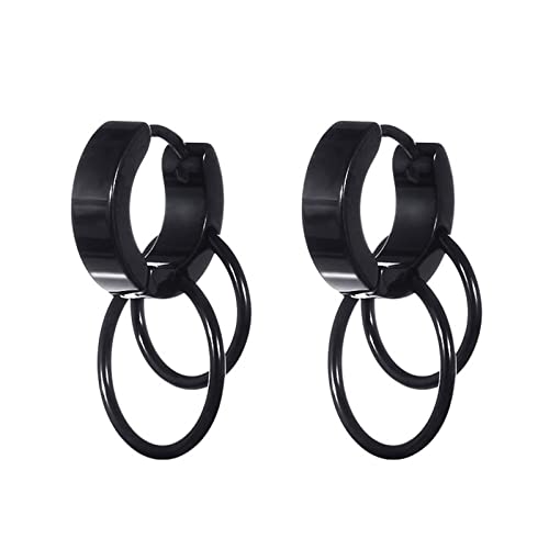 ANAZOZ Creolen mit Anhänger Damen, Ohrringe Hängend Modeschmuck Edelstahl mit 2 Kreis von ANAZOZ