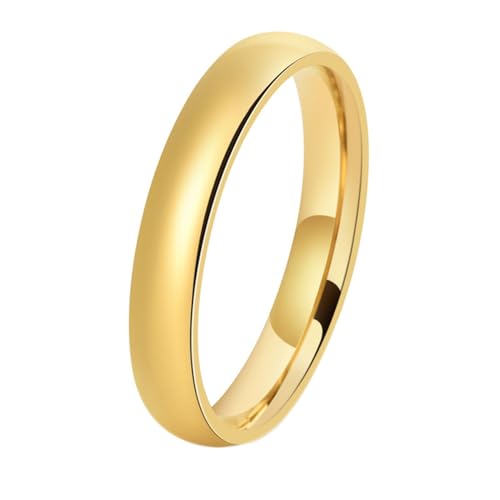 ANAZOZ Damen Ringe Edelstahl, Personalisierter Ring Männer Eheringe Größe 49 (15.6) Polierter Goldring Breit 4 mm von ANAZOZ