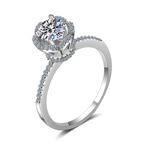 ANAZOZ Damenring Weißgold 585, Verlobungsring Damen größe 57 | Hochzeit Ringe mit Labor Diamant 0,8 karat D-VVS1 oder VVS2 von ANAZOZ