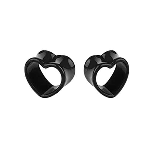 ANAZOZ Double Flared Plugs 6mm, Tunnel Acryl Frauen 2 stück Ohrringe Piercing Ohr Tunnel Schwarze Hohle Herzform von ANAZOZ